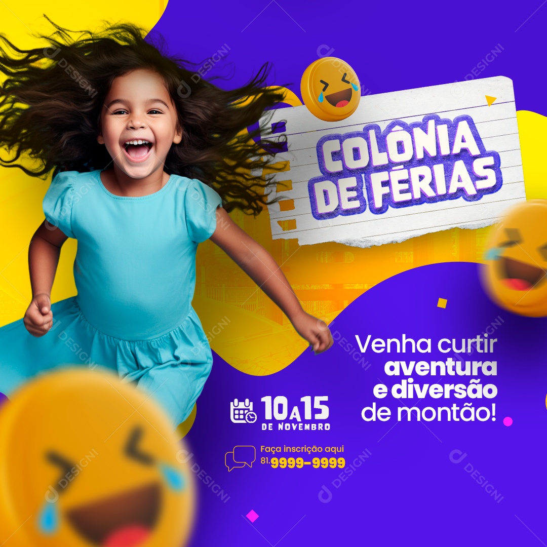 Colônia De Férias Venha Curtir Aventura e Diversão de Montão Social Media PSD Editável