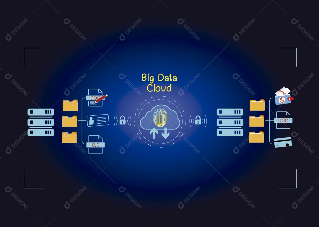 Conceito de Armazenamento em Nuvem Ilustração Vetor EPS