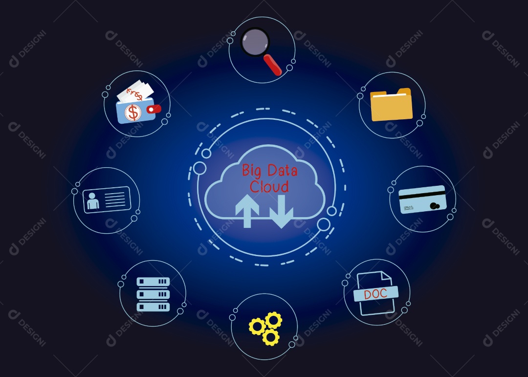 Conceito de Armazenamento em Nuvem Ilustração Vetor EPS