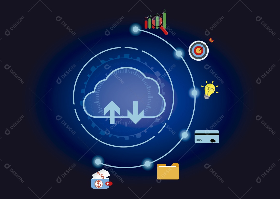 Conceito de Armazenamento em Nuvem Ilustração Vetor EPS