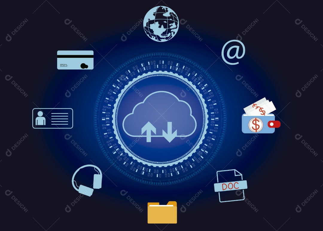 Conceito de Armazenamento em Nuvem Ilustração Vetor EPS
