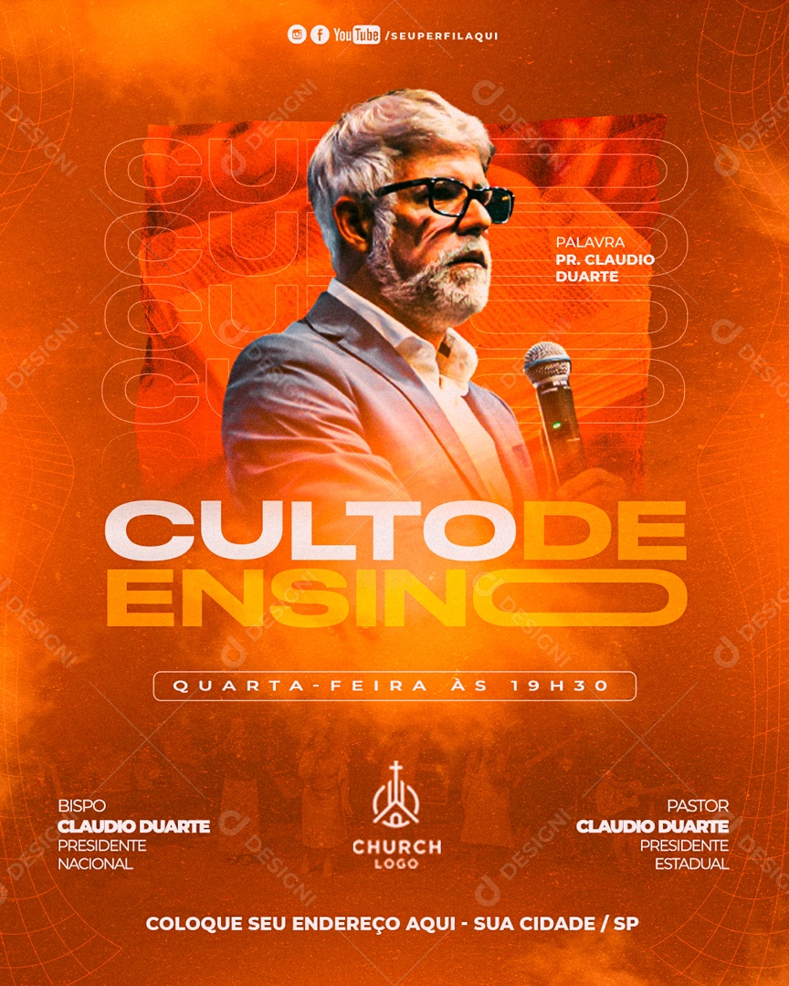 Social Media Flyer Culto De Ensino PSD Editável