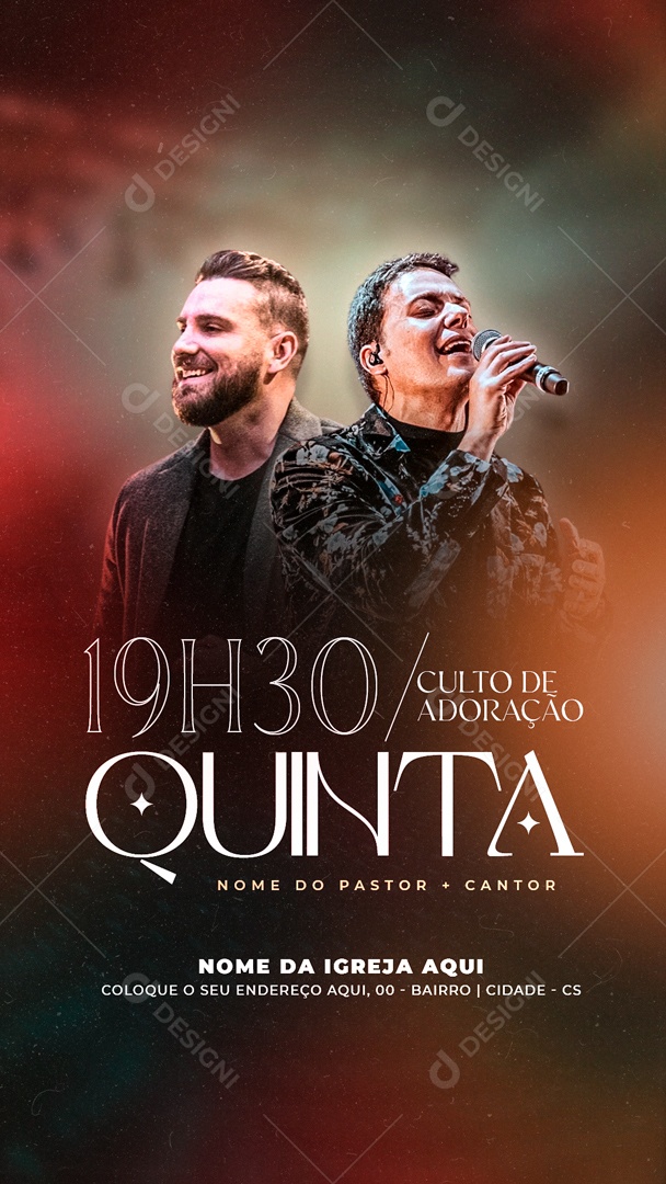 Flyer Story Culto De Adoração Quinta Social Media PSD Editável