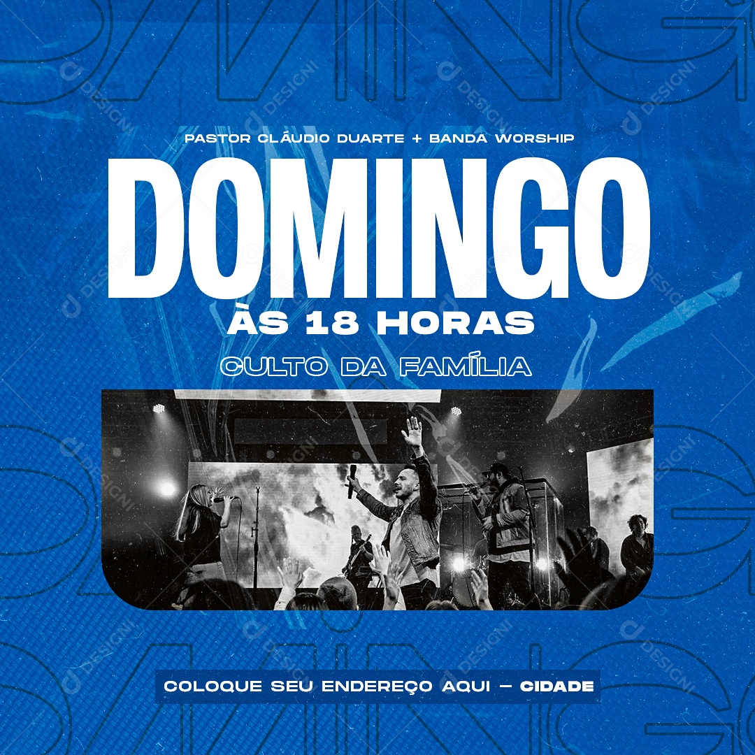 Social Media Feed Domingo Culto Da Família PSD Editável