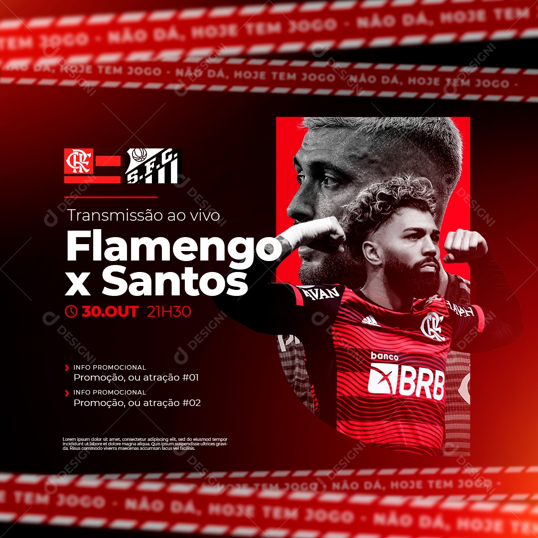 Flamengo X Santos Social Media PSD Editable Soccer Flyer