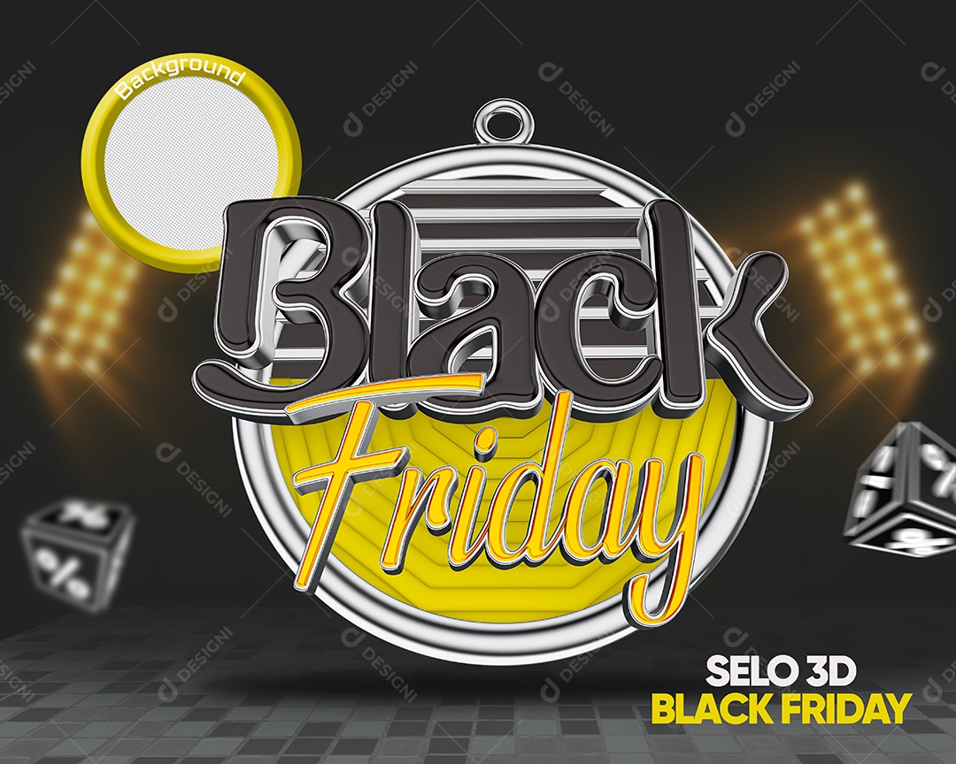 3D Black Friday Stamp For PSD Composition