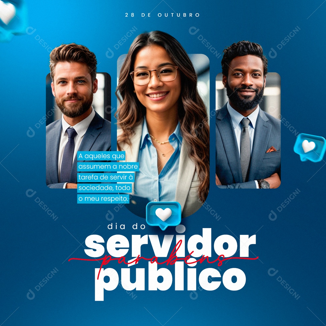 Dia Do Servidor Público 28 de Outubro Aqueles que Assumem a Nobre Tarefa de Servir a Soiedade Social Media PSD Editável