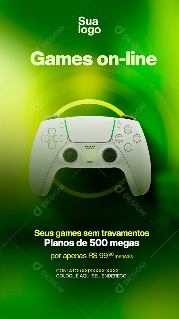 Story Provedor De Internet Games Online seus Games sem Travamentos Planos de 500 Megas Social Media PSD Editável