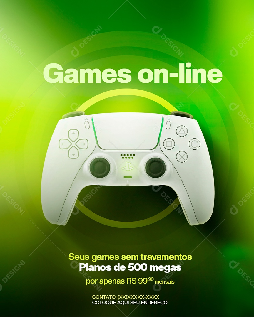 Provedor De Internet Games Online seus Games sem Travamentos Planos de 500 Megas Social Media PSD Editável