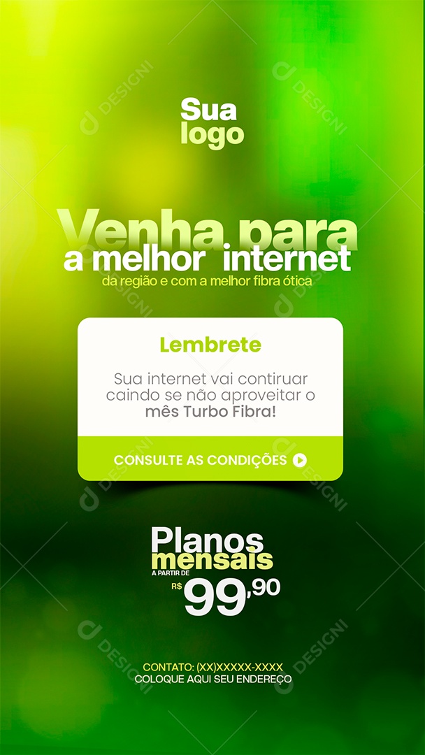 Story Provedor De Internet Lembrete Venha para a Melhor Internet Social Media PSD Editável