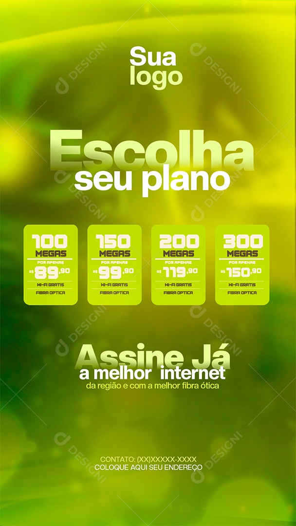 Story Provedor De Internet Escolha seu Plano Assine Já a Melhor Internet da Região Social Media PSD Editável