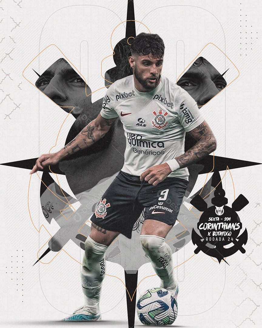 Futebol Sexta Corinthians x Botafogo Rodada 24 Social Media PSD Editável