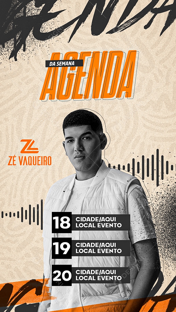 Social Media Flyer Story Agenda Da Semana Zé Vaqueiro PSD Editável