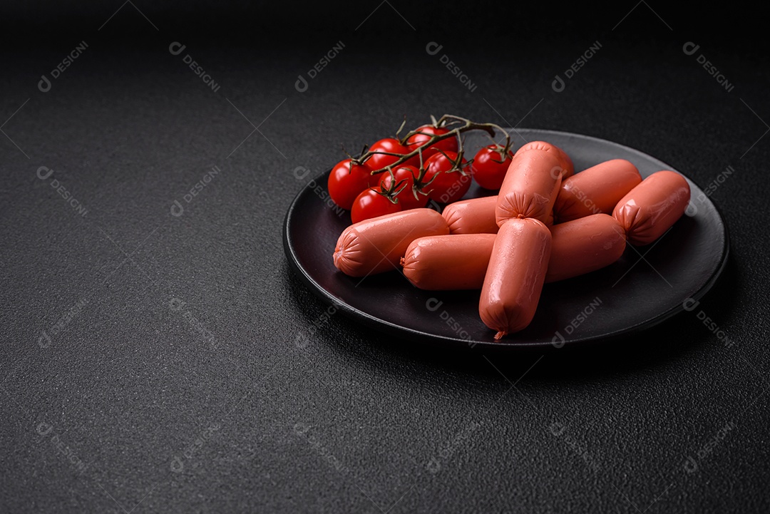 Deliciosa salsicha vegetariana fresca ou salsicha feita de proteína vegetal tofu ou leguminosas seitan, trigo magro com sal e especiarias em fundo de textura