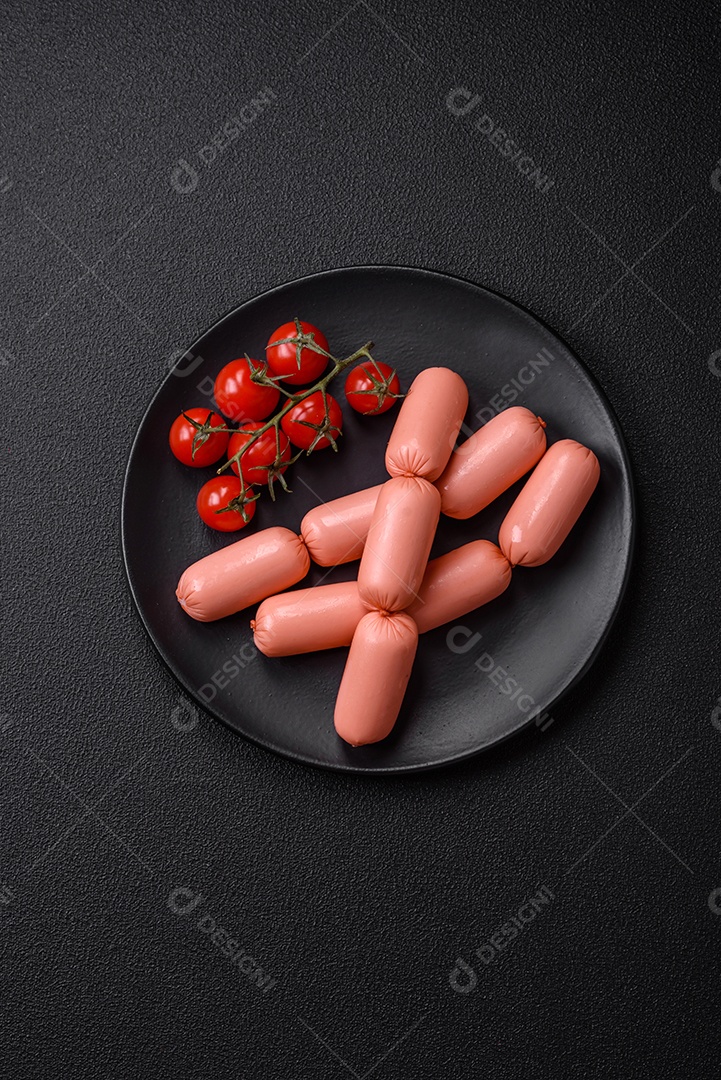 Deliciosa salsicha vegetariana fresca ou salsicha feita de proteína vegetal tofu ou leguminosas seitan, trigo magro com sal e especiarias em fundo de textura