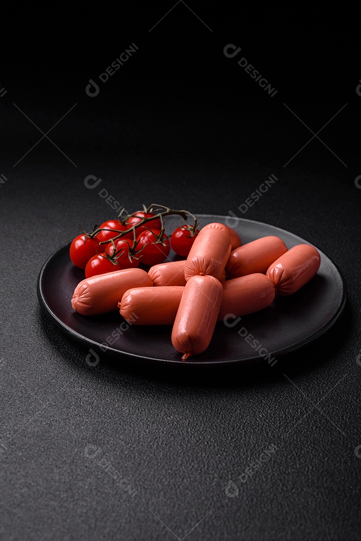 Deliciosa salsicha vegetariana fresca ou salsicha feita de proteína vegetal tofu ou leguminosas seitan, trigo magro com sal e especiarias em fundo de textura