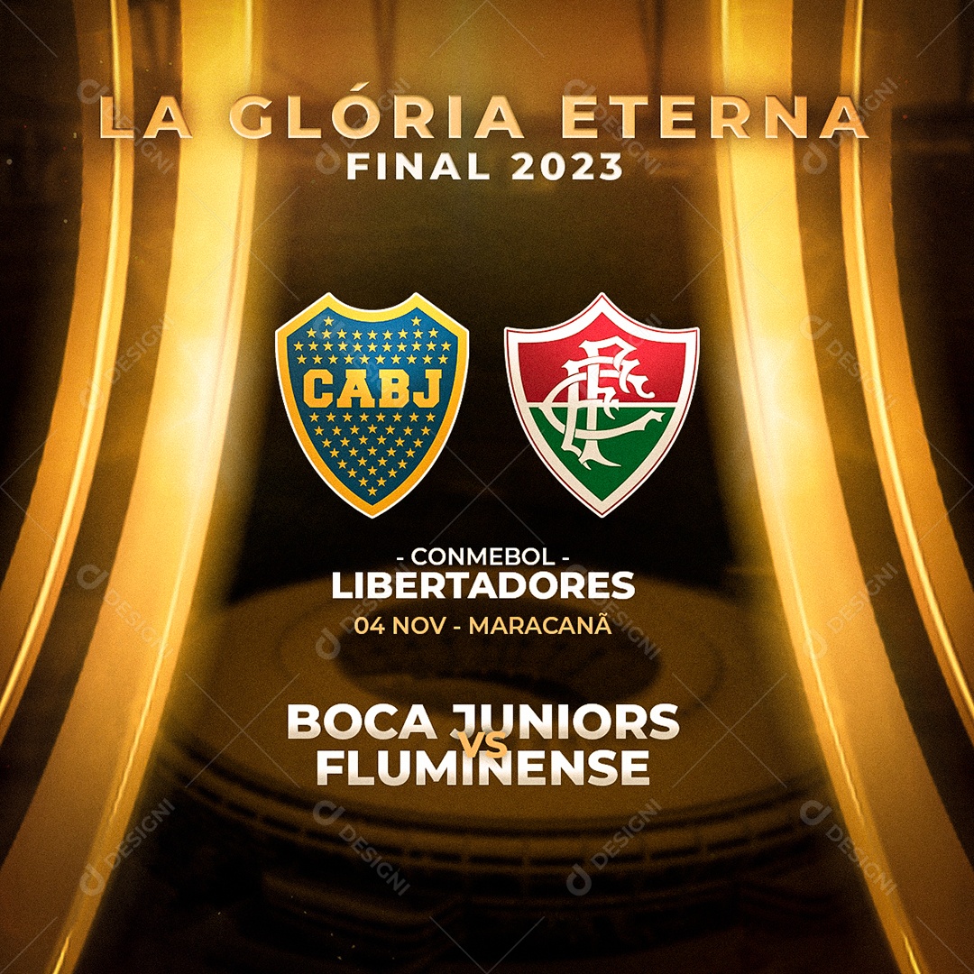 Social Media Flyer Futebol Boca Juniors Vs Fluminense Libertadores PSD Editável