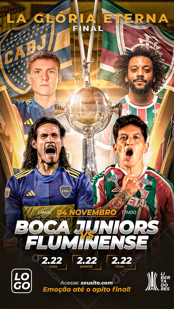 Flyer Story Boca Juniors Vs Fluminense Libertadores Social Media PSD Editável