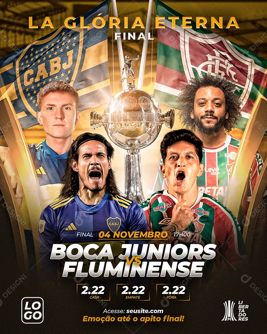 Social Media Flyer Feed Libertadores Boca Juniors Vs Fluminense PSD Editável