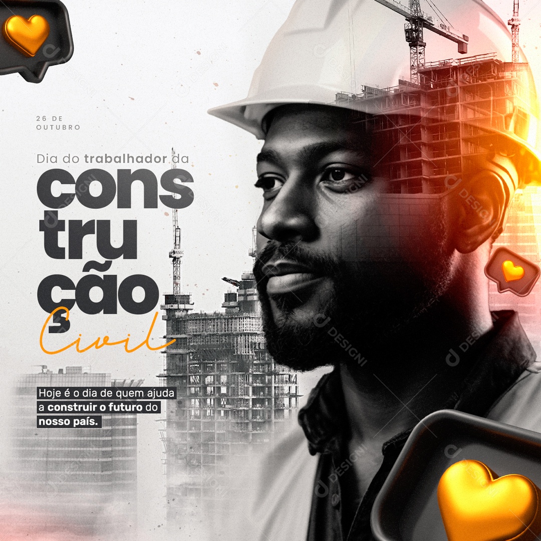 Social Media 26 De Outubro Dia Do Trabalhador Da Construção Civil PSD Editável