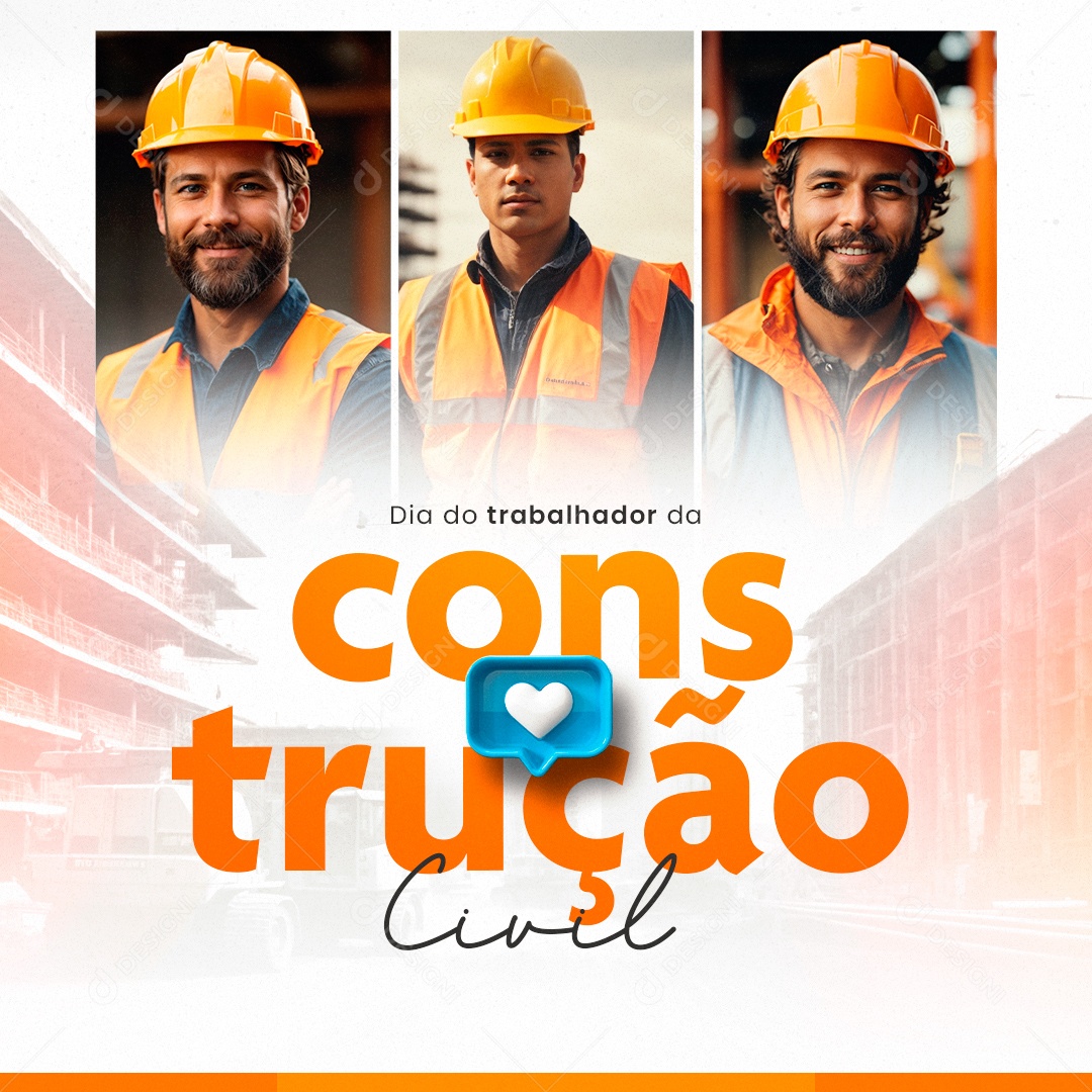 Dia do Trabalhador da Construção Civil 26 de Outubro Parabéns Social Media  PSD Editável
