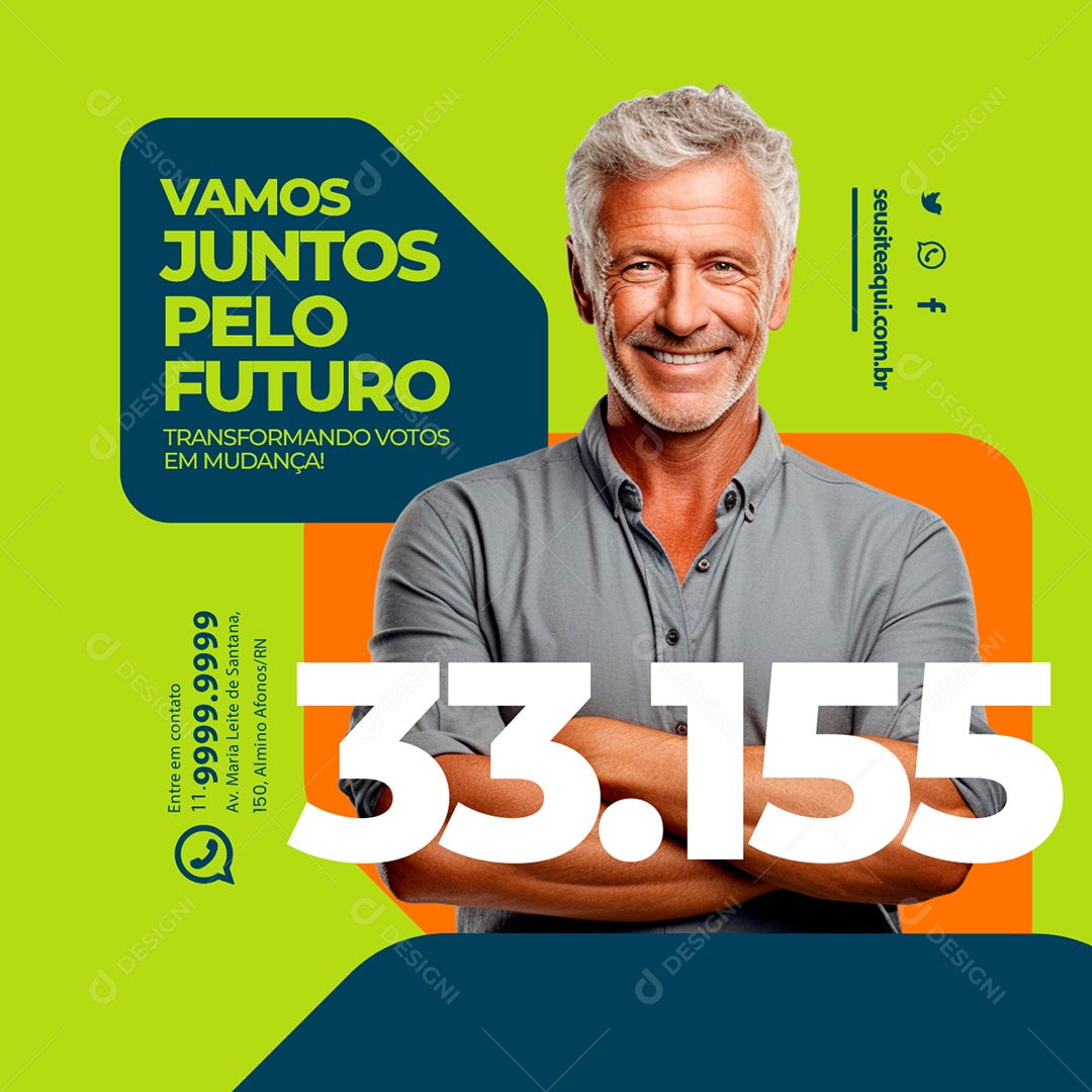 Política Vamos Juntos Pelo Futuro Transformando Votos em Mudança Social Media PSD Editável