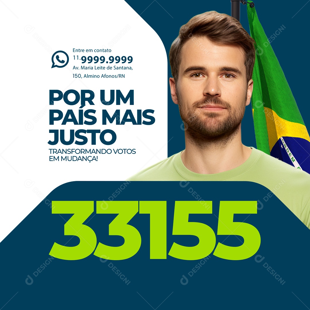 Social Media Política Por um País Mais Justo Transformando Votos em Mudança PSD Editável