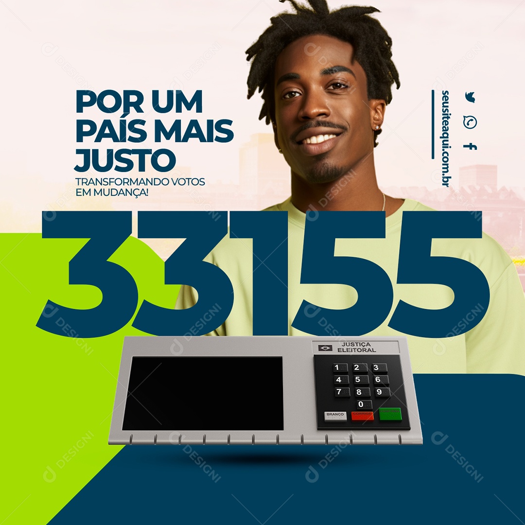 Política Por um País Mais Justo Transformando Votos em Mudança Social Media PSD Editável
