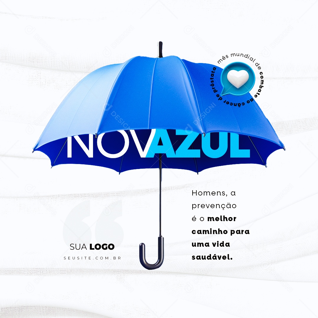 Novembro Azul Homens a Prevenção é o Melhor Caminho para uma Vida Saudável Social Media PSD Editável