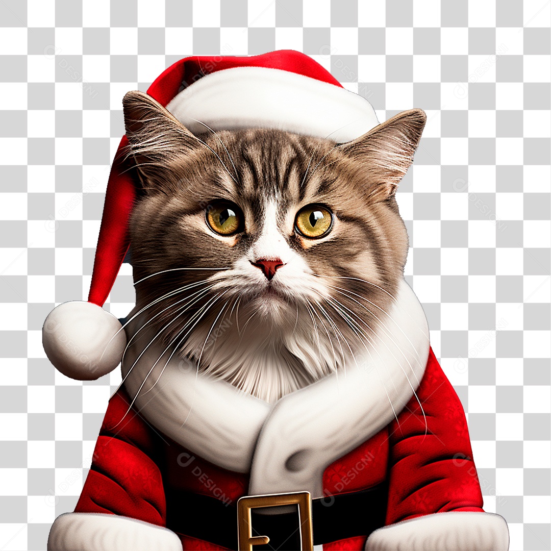 Gatinho Vestido Para o Natal PNG Transparente