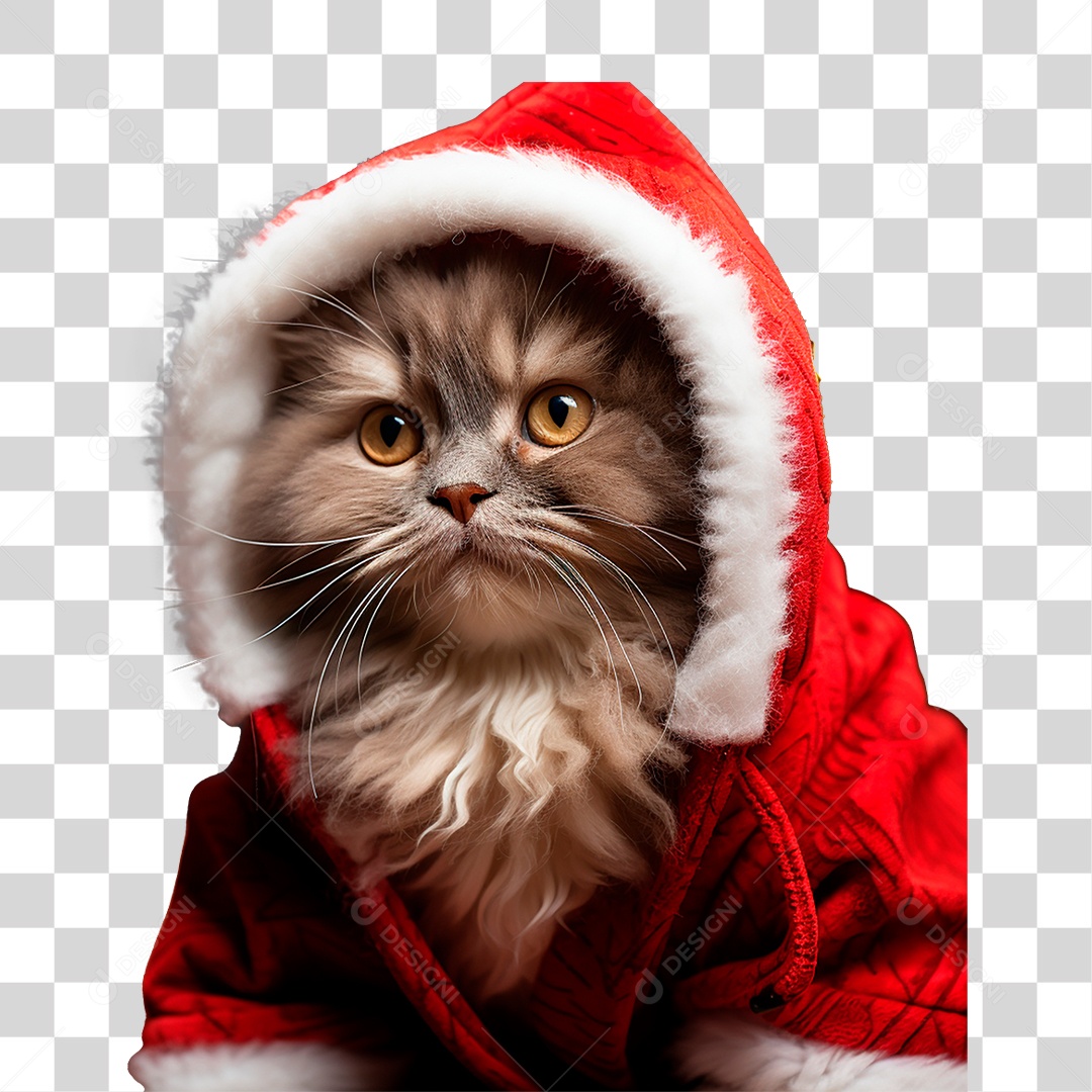 Gatinho Vestido Para o Natal PNG Transparente