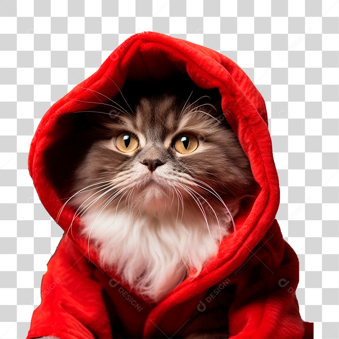 Gatinho Vestido Para o Natal PNG Transparente