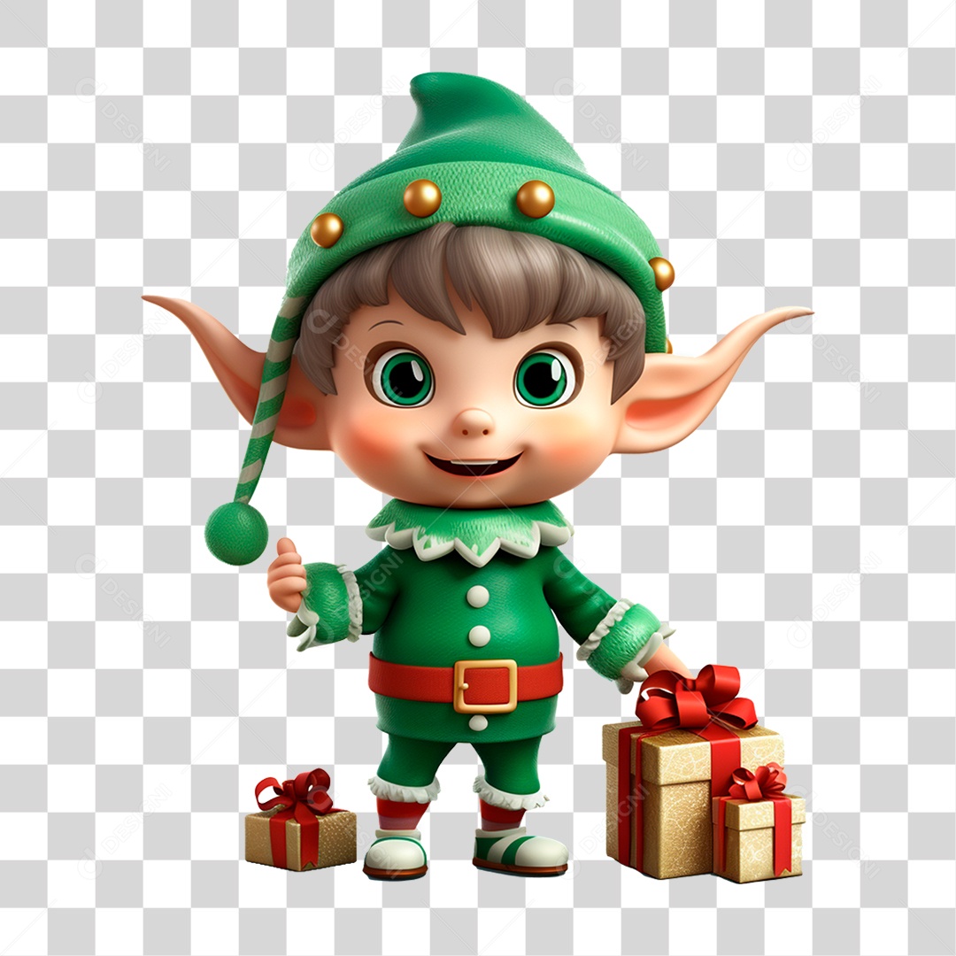 Duende com Presentes PNG Transparente