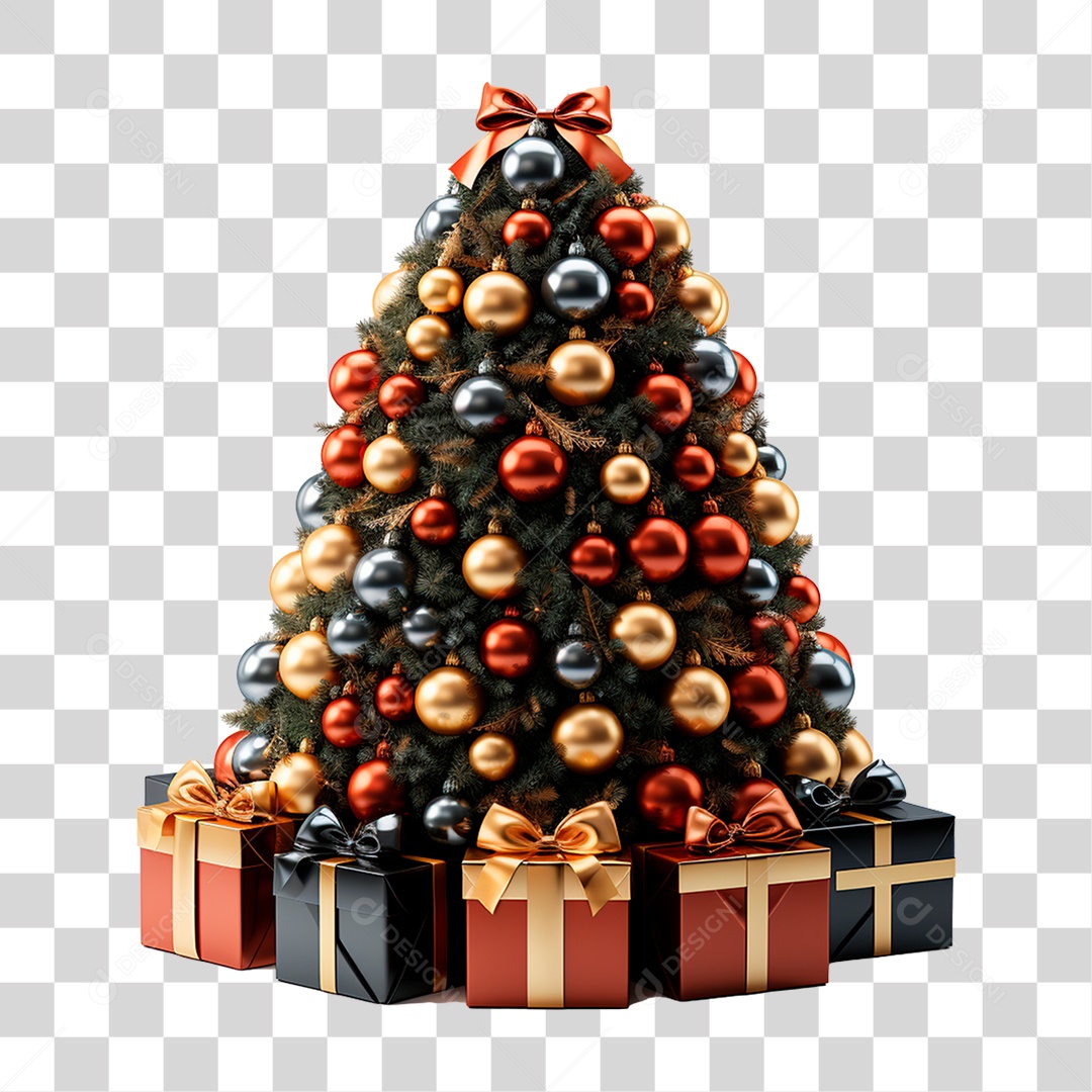 Árvore de Natal com Presentes PNG Transparente