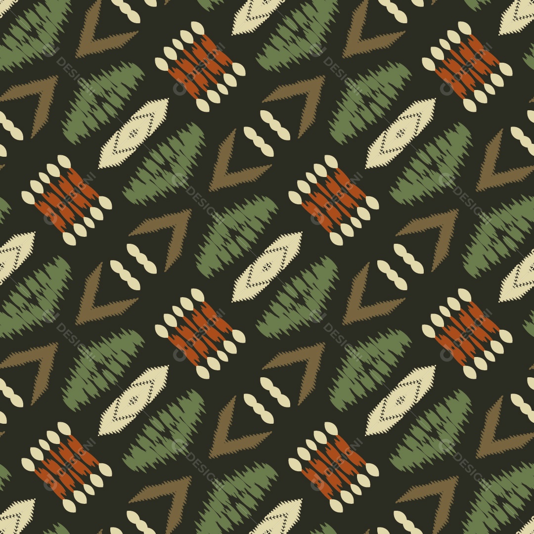 Ilustração de Padrão sem Emenda de Origem Étnica Tribal Colorida Vetor EPS