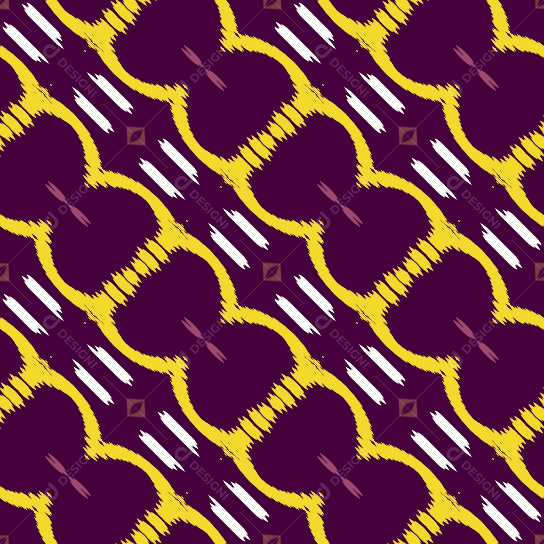 Padrão sem Emenda de Origem Étnica Tribal Ilustração Roxo e Amarelo Vetor EPS