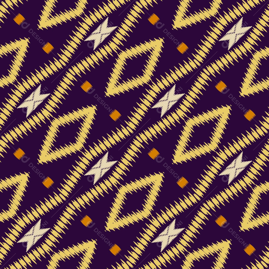 Padrão Tradicional Estilo Asteca Ilustração Laranja Amarelo e Roxo Moderna Vetor EPS