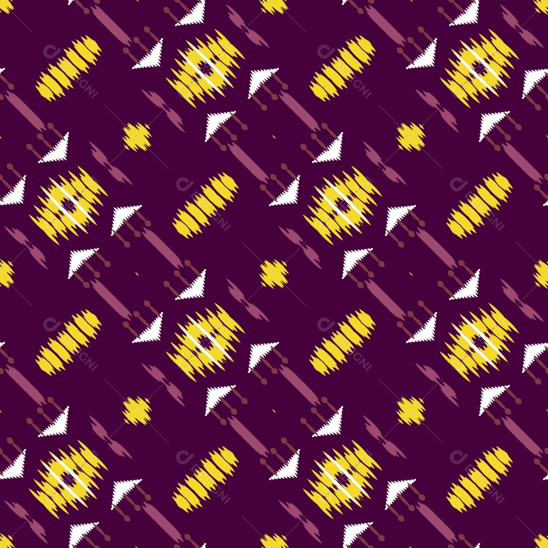 Ilustração Padrão Tradicional Estilo Asteca Amarelo e Roxo Modernos Vetor EPS