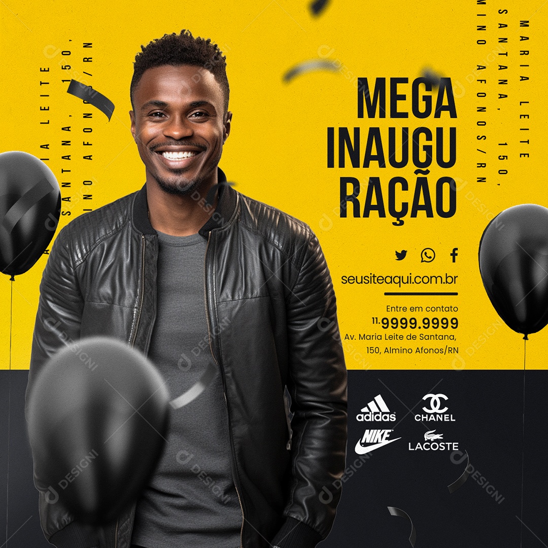 Mega Inauguração Loja Marcas Social Media PSD Editável