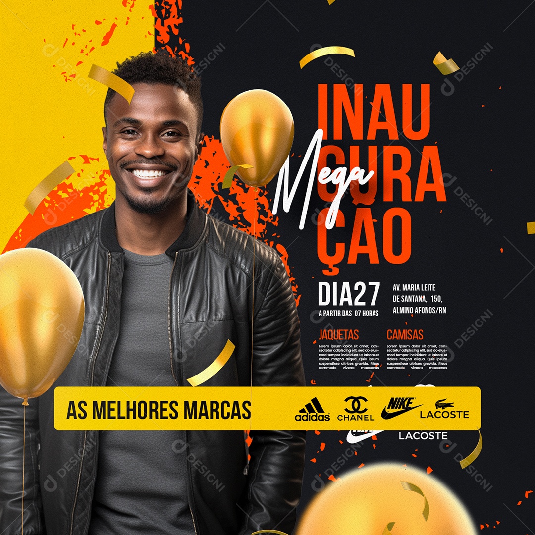 Mega Inauguração Loja As Melhores Marcas Social Media PSD Editável