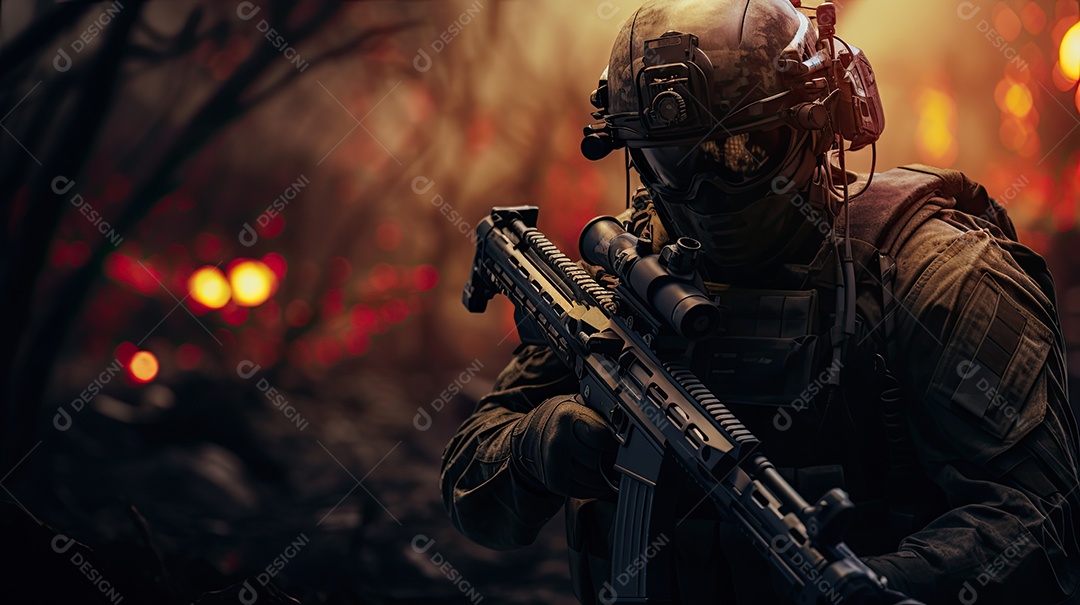 Ilustração sobre a devastação da guerra