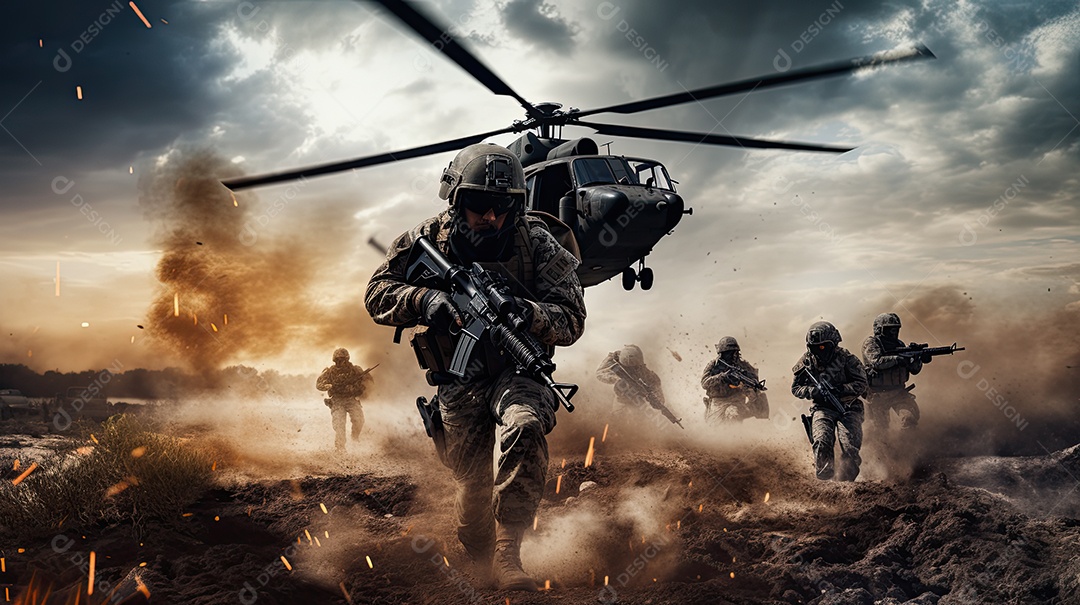 Ilustração sobre a devastação da guerra