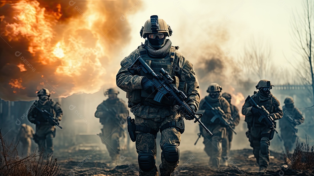 Ilustração sobre a devastação da guerra