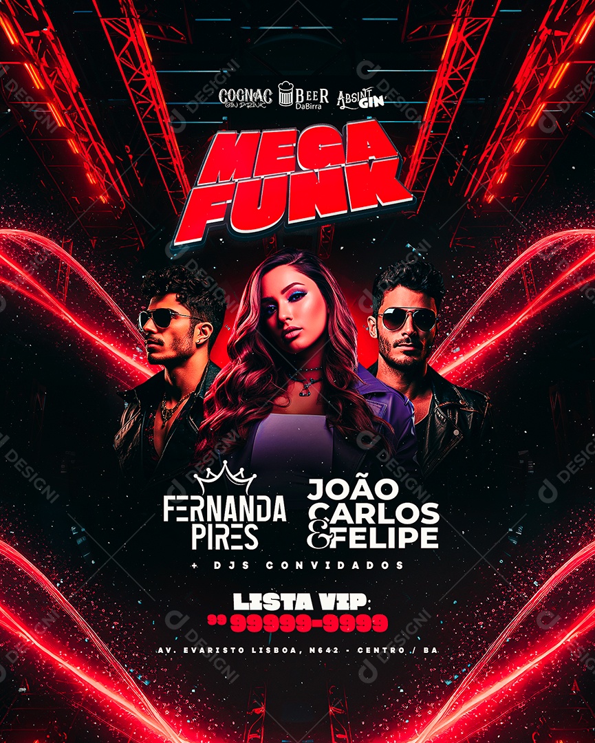 Flyer Mega Funk Fernanda Pires João Carlos & Felipe Social Media PSD Editável