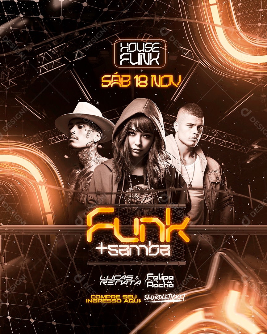 Flyer House Funk Lucas & Renata Felipe Rocha Social Media PSD Editável