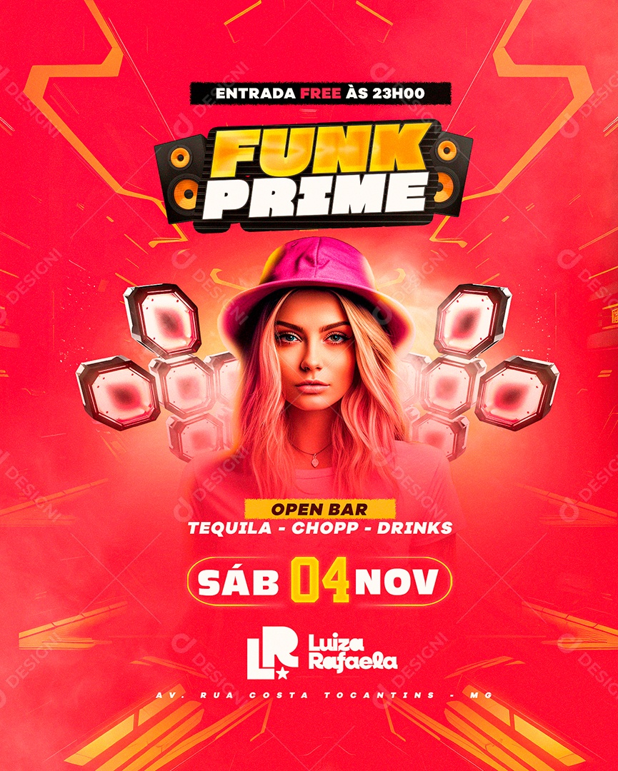 Flyer Funk Prime Open Bar Luiza Rafaela Social Media PSD Editável