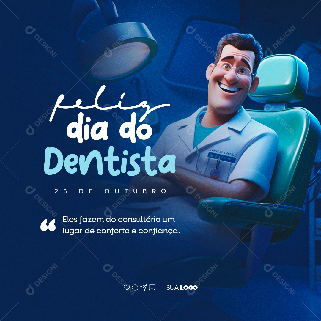 Feliz Dia do Dentista 25 de Outubro Social Media PSD Editável