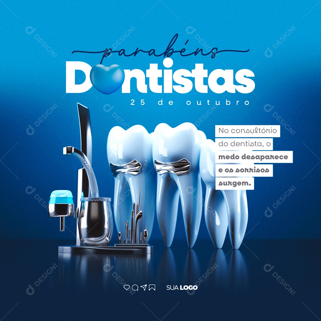 Dia do Dentista Parabéns 25 de Outubro Social Media PSD Editável