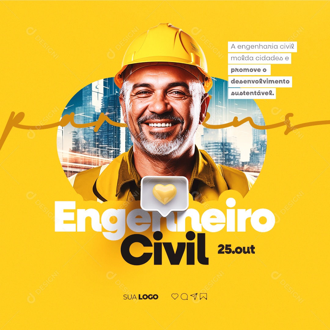 Dia do Engenheiro Civil 25 de Outubro Social Media PSD Editável