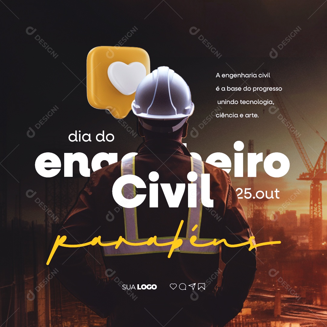 Dia do Engenheiro Civil 25 de Outubro Social Media PSD Editável